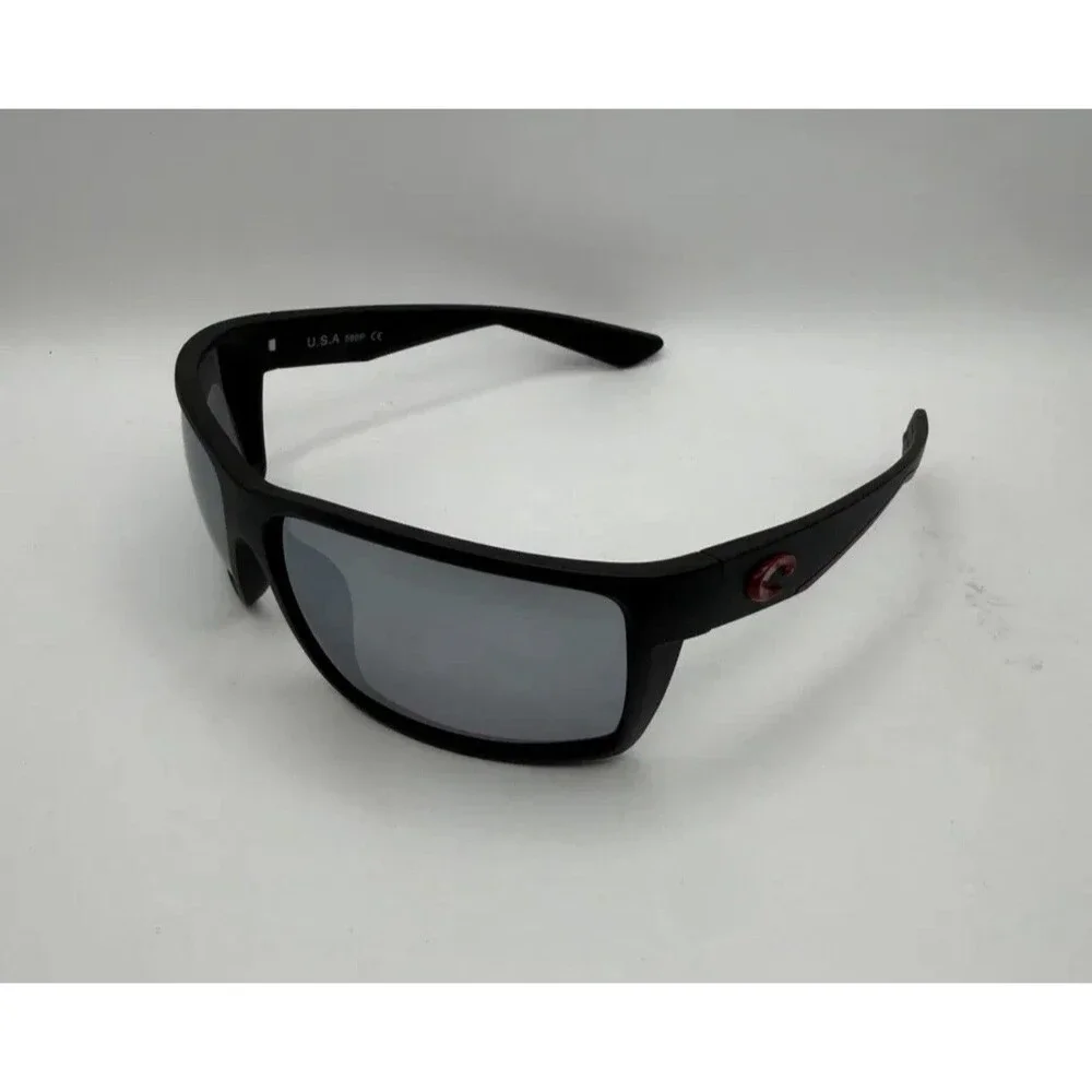 Costa Reefton RFT.04 Polarized Wrap Sunglasses Black Frame Silver Mirror Lens